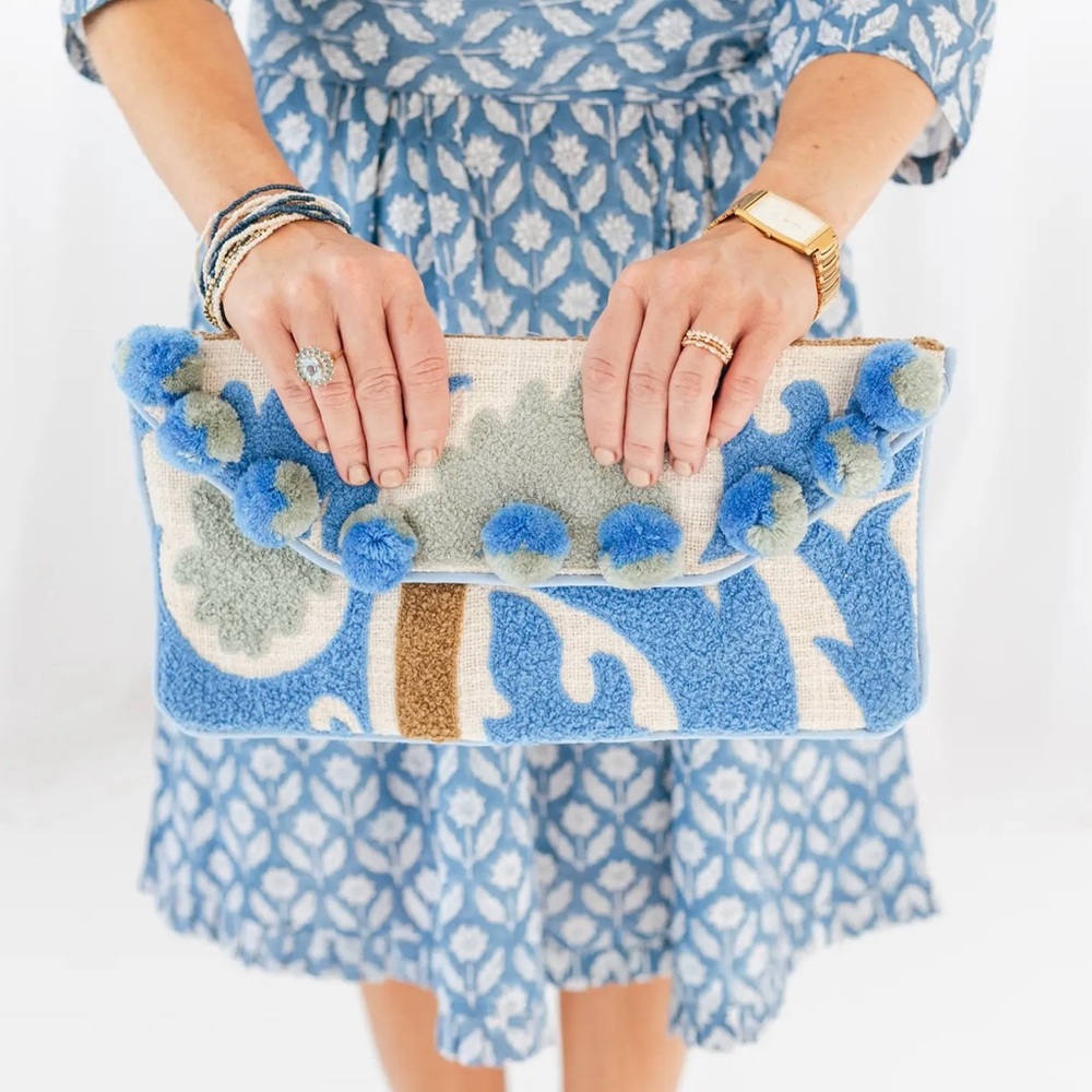 Blue and Cream Clutch Bag NWOT
